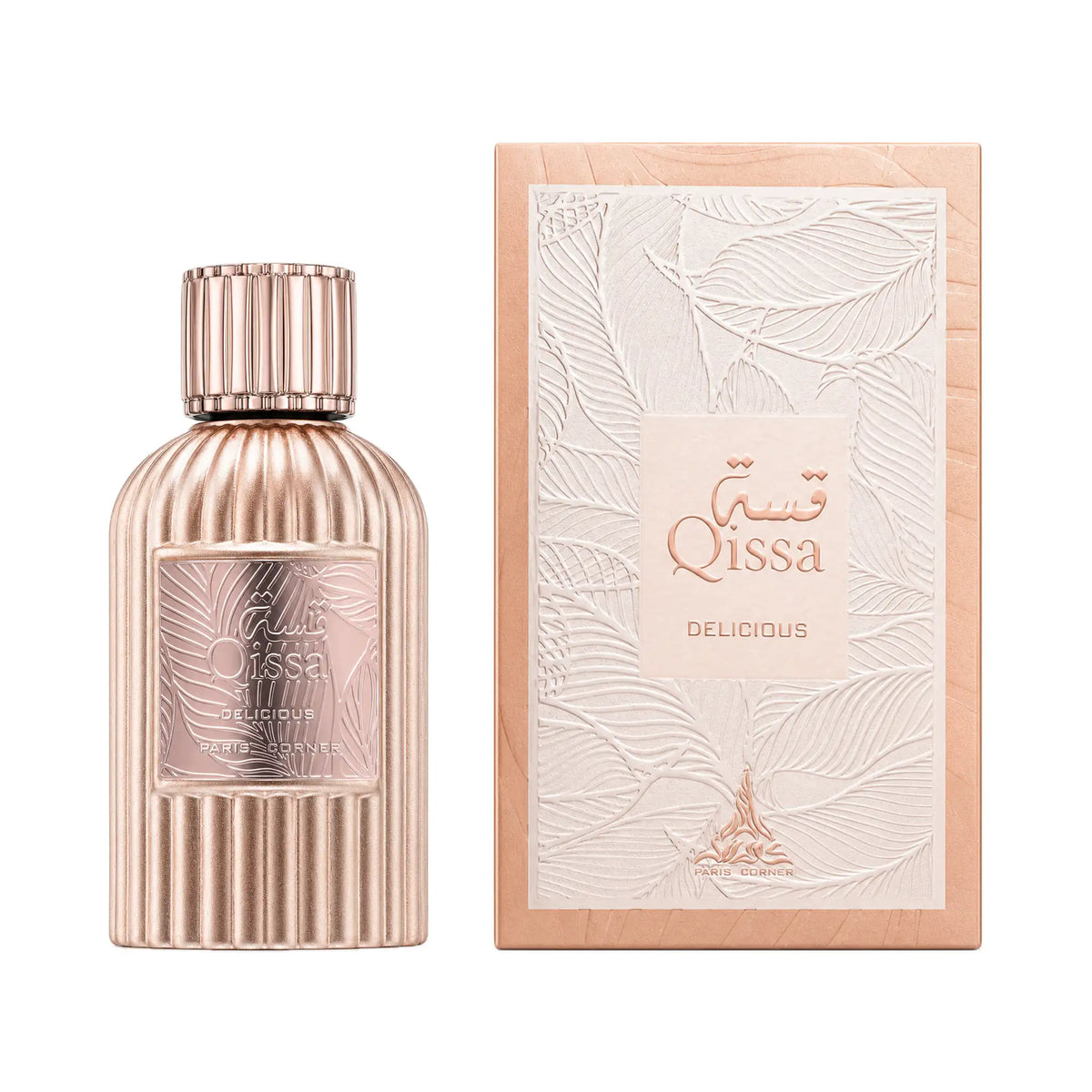 Frasco y caja del perfume Qissa Delicious Paris Corner Eau de Parfum Para Mujer