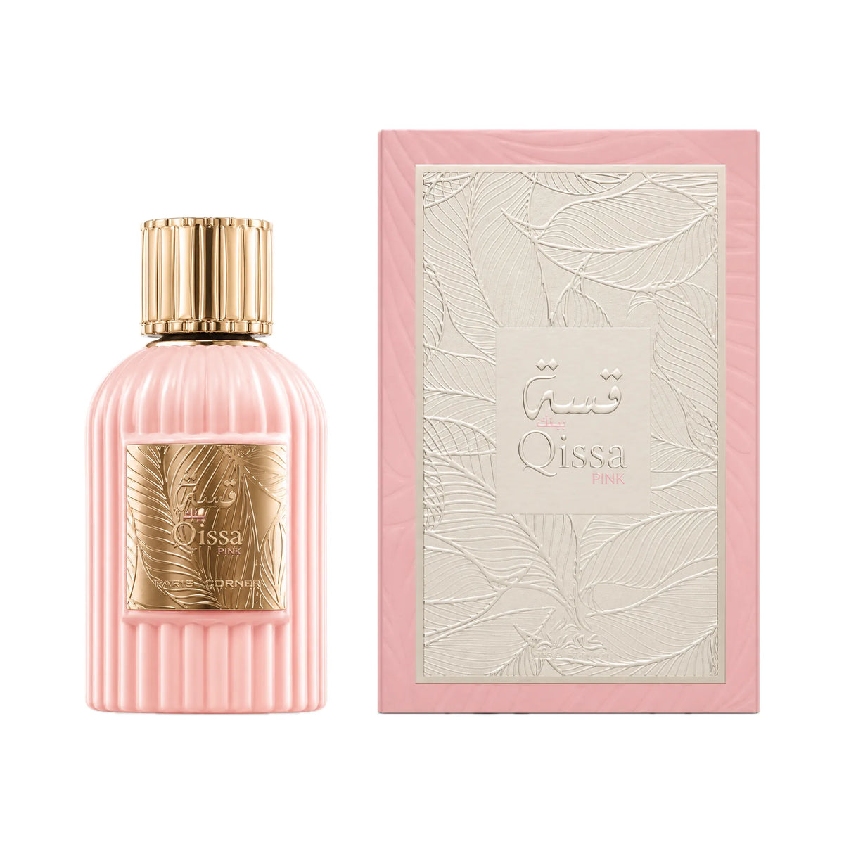 Frasco y caja del perfume Qissa Pink Paris Corner Eau de Parfum Para Mujer