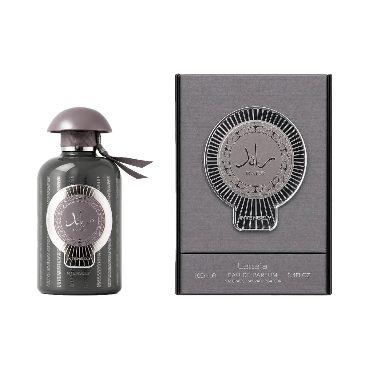 Frasco y caja del perfume Ra ed Intensely Lattafa Eau de Parfum Unisex
