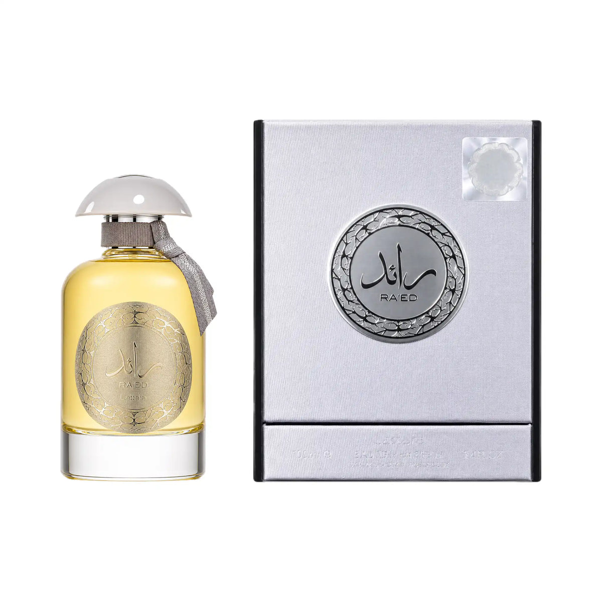 Frasco y caja del perfume Ra ed Silver Lattafa Eau de Parfum Para Hombre