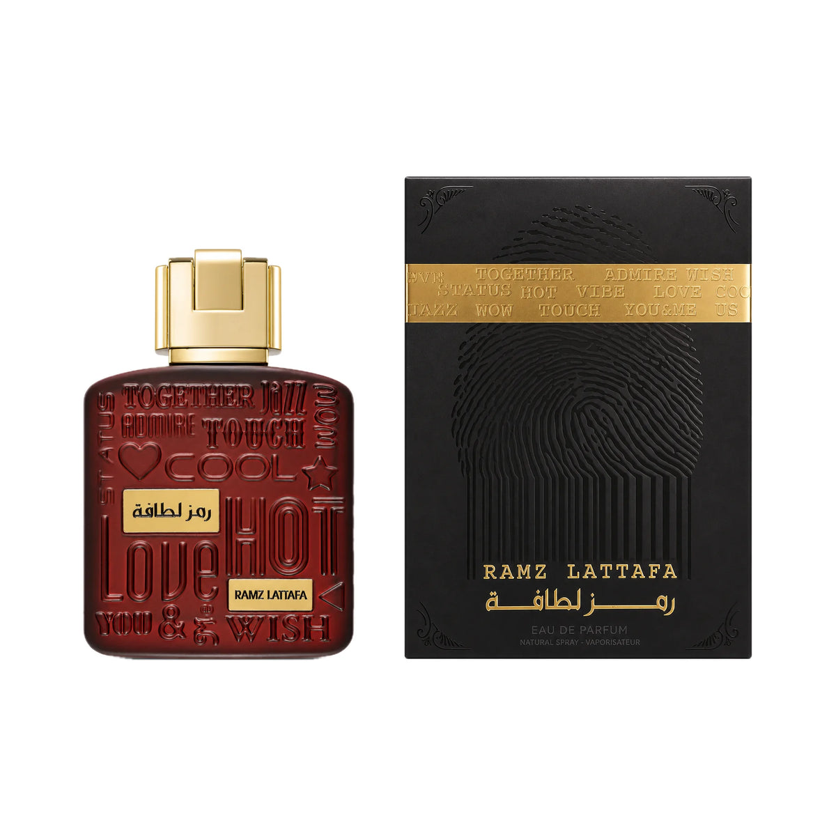 Frasco y caja del perfume Ramz Gold Lattafa Eau de Parfum Para Mujer