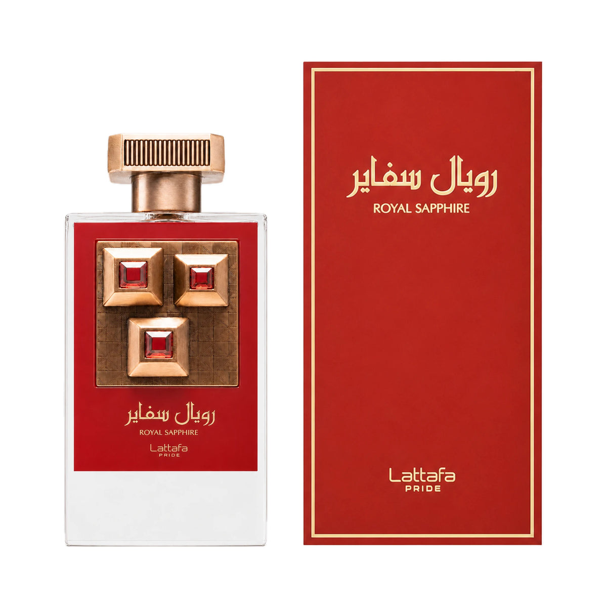 Frasco y caja del perfume Royal Sapphire Lattafa Eau de Parfum Unisex