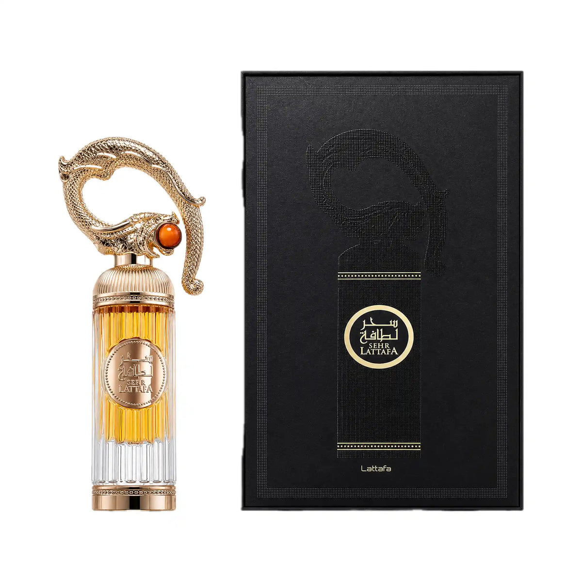 Frasco y caja del perfume Sehr Lattafa Eau de Parfum Unisex