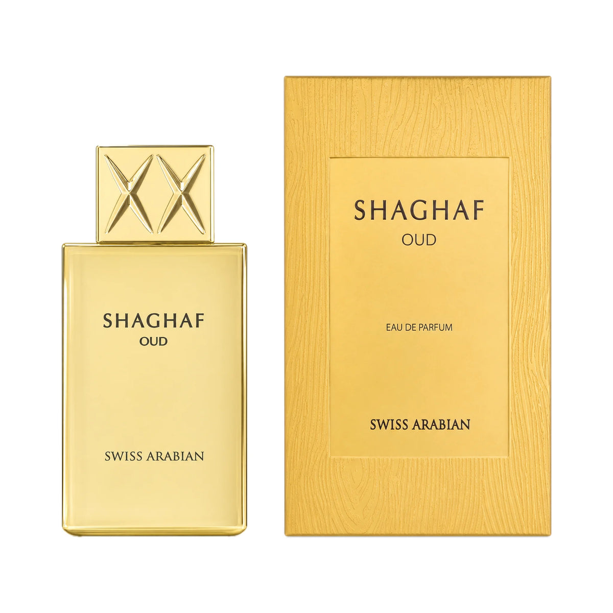 Frasco y caja del perfume Shaghaf Oud Swiss Arabian Eau de Parfum Unisex
