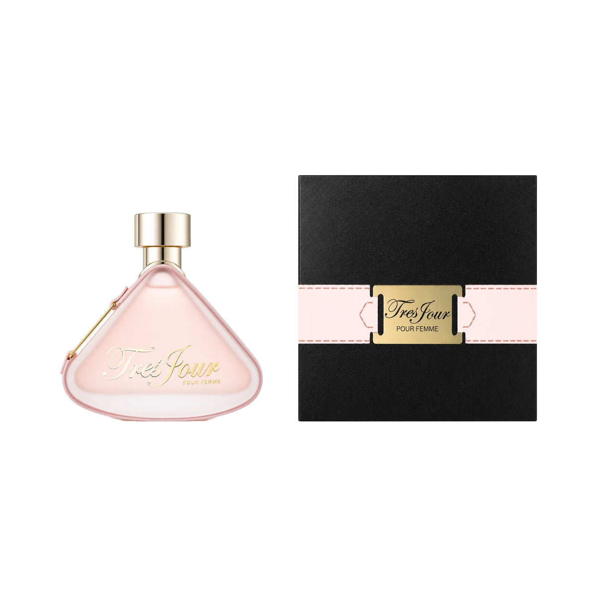 Frasco y caja del perfume Tres Jour Armaf Eau de Parfum Para Mujer