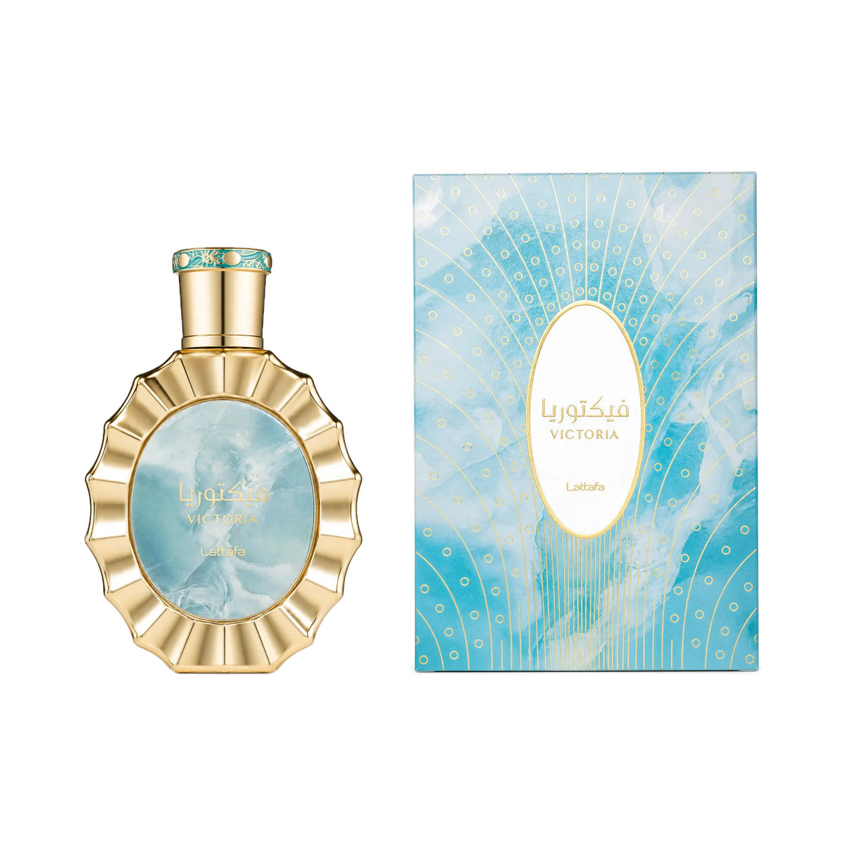 Frasco y caja del perfume Victoria Lattafa Eau de Parfum