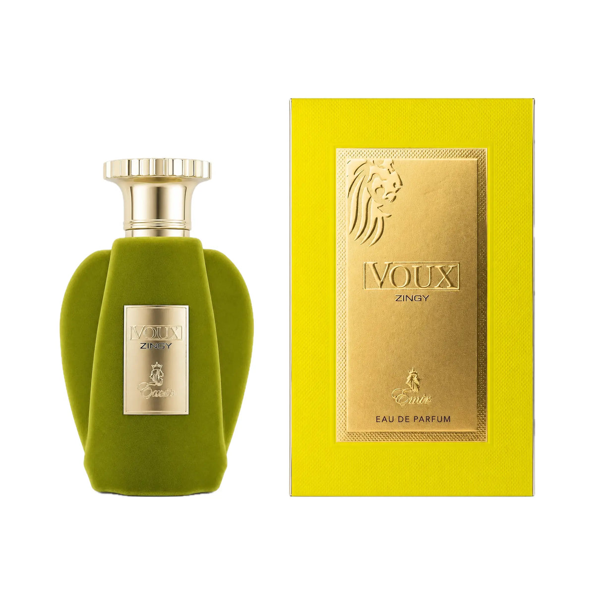 Frasco y caja del perfume Voux Zingy Emir Eau de Parfum